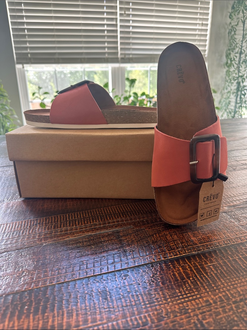 Crevo Leather Slides with Tortoise Buckle